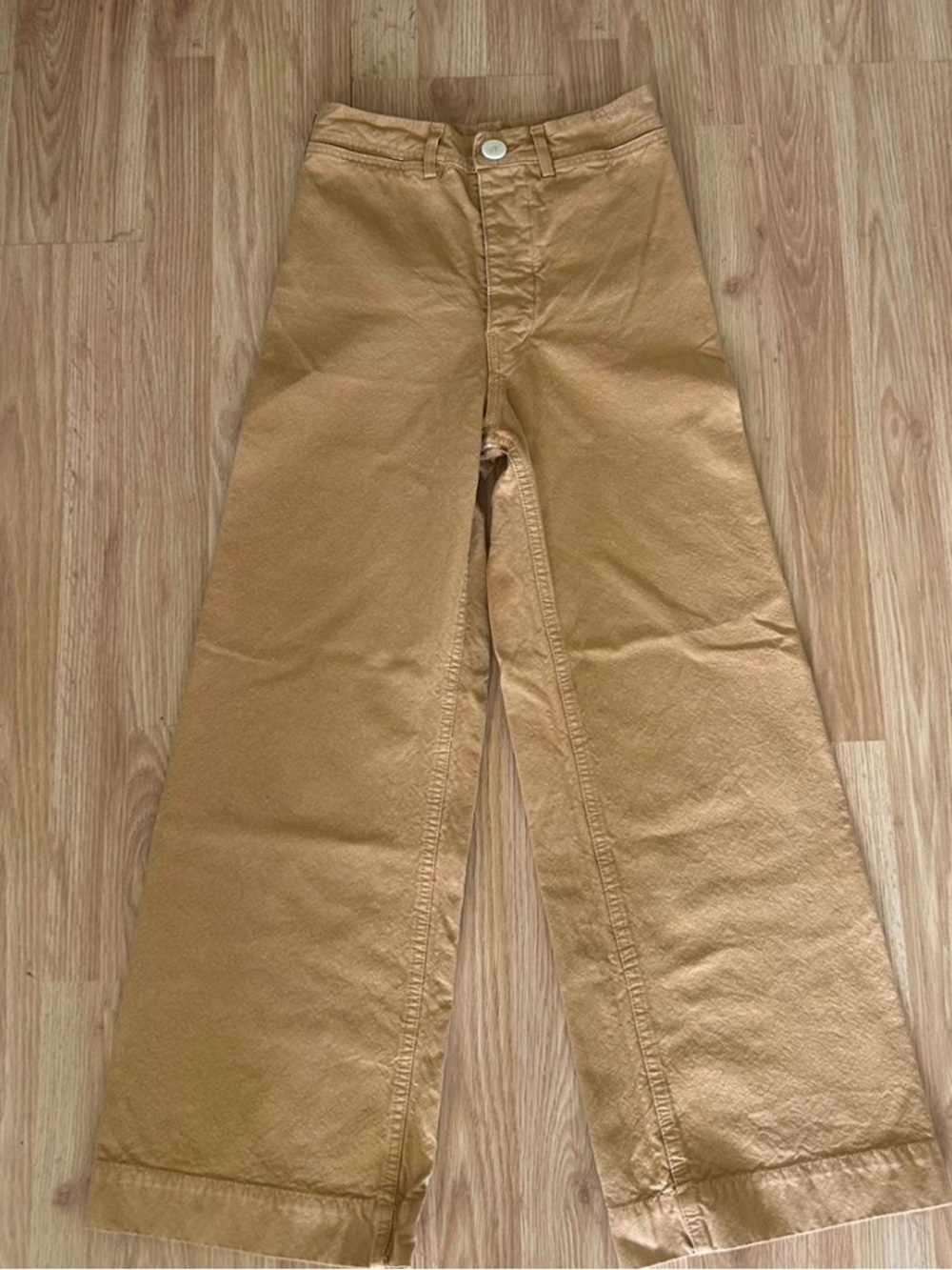 Jesse Kamm Womens Pants Sailor High Rise Fine Cotton Canvas Ankle Tan Size 2
